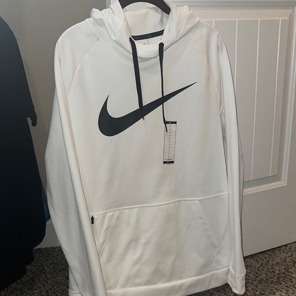 Nike White Hoodie with Black Logo